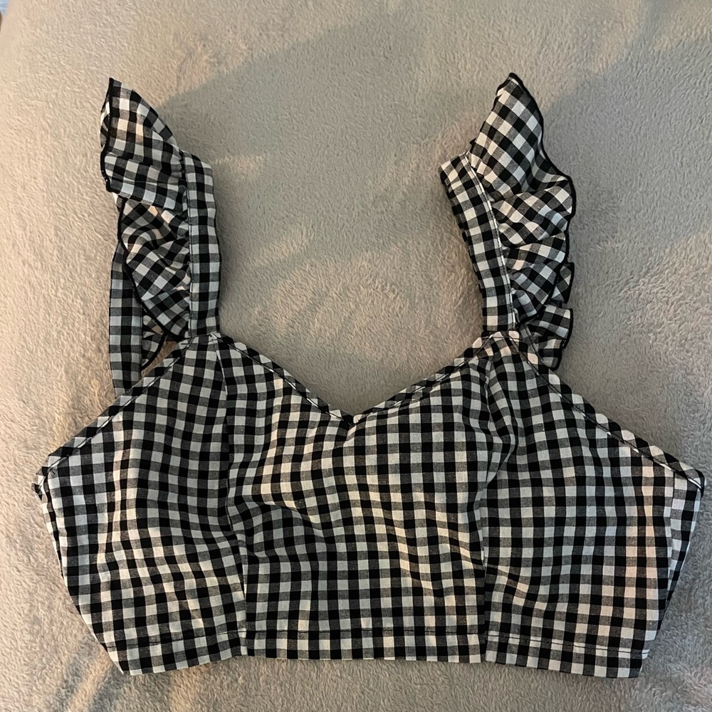 Black plaid top